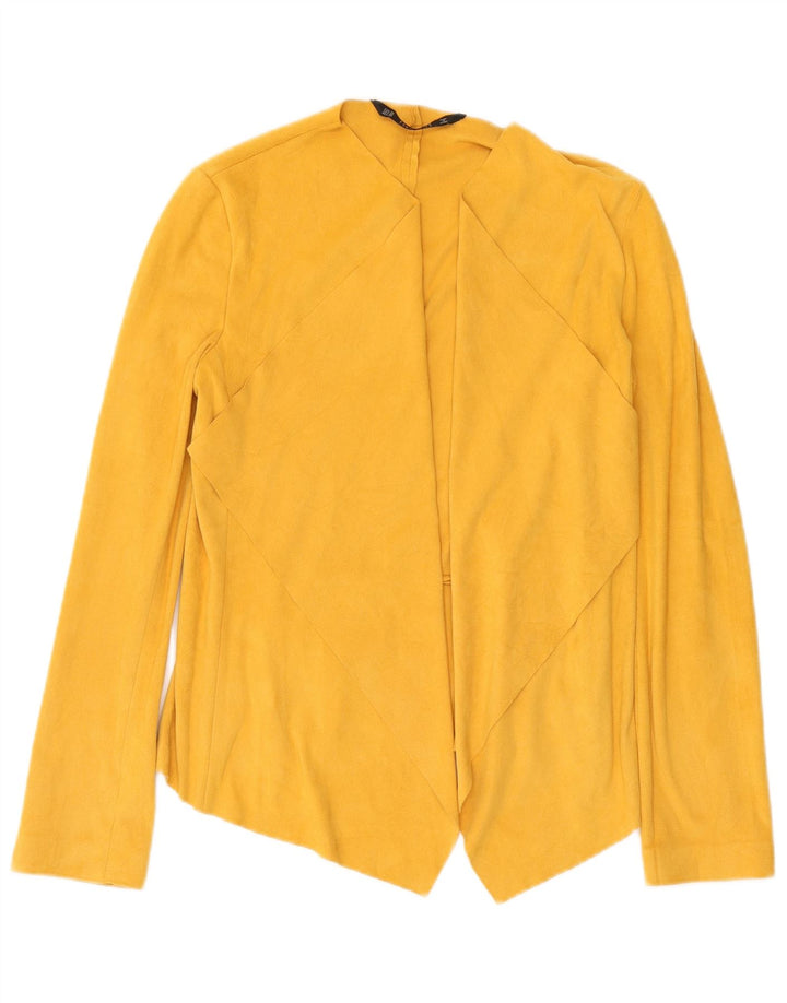 Zara Womens Oversized Open Blazer Jacket UK 6 XS Yellow Polyester