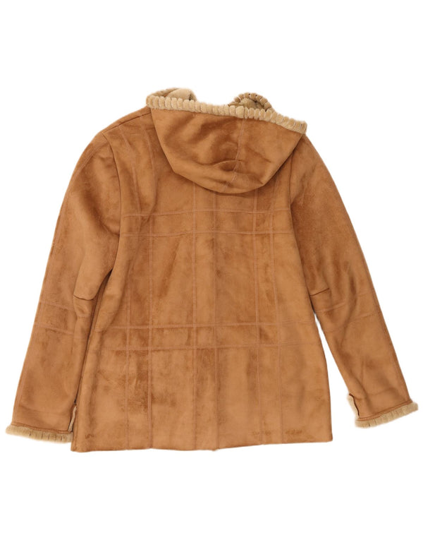 Klass Womens Hooded Sherpa Jacket UK 12 Medium Beige Polyester