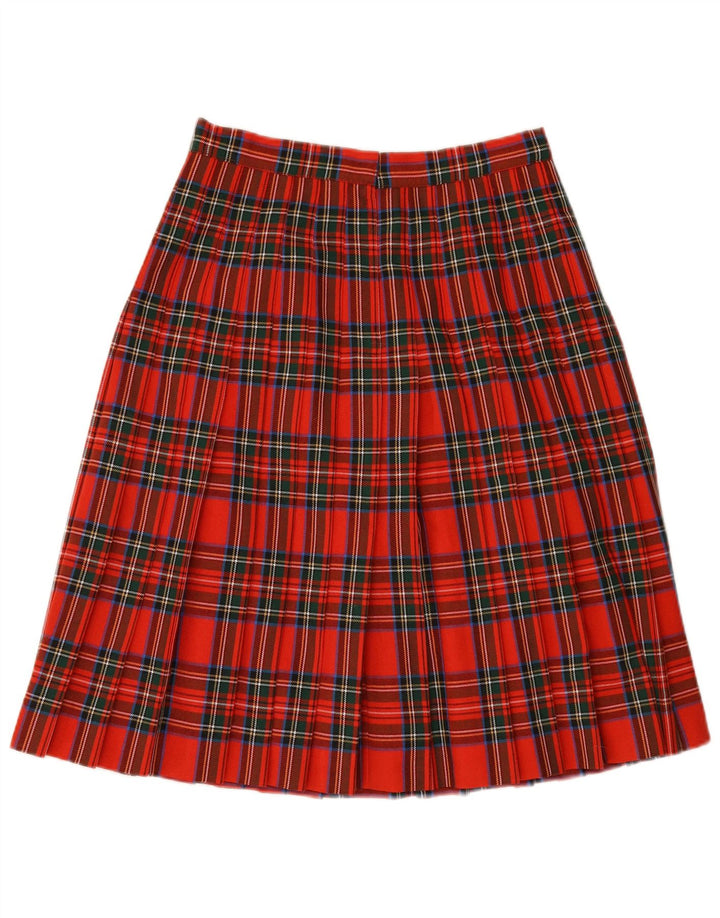 VINTAGE Womens Pleated Skirt W30 Medium Red Check