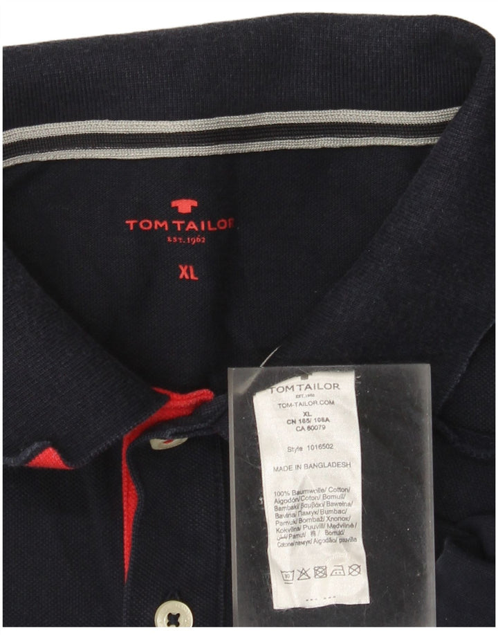 Tom Tailor Mens Polo Shirt XL Navy Blue Cotton