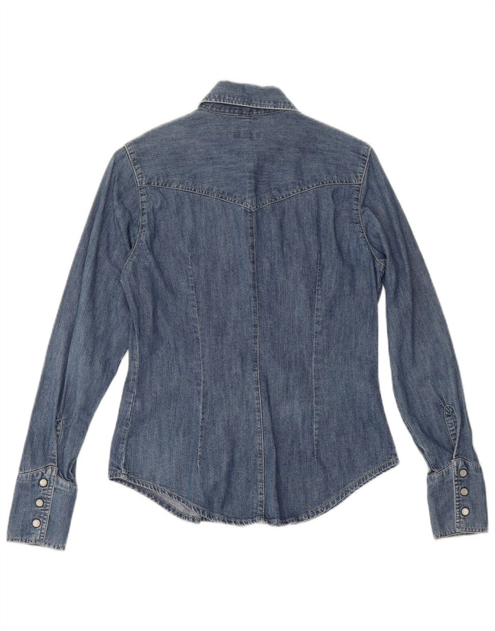 CARRERA Womens Denim Shirt UK 10 Small Blue Cotton