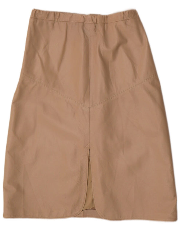 VINTAGE Womens Leather Skirt W30 Medium Beige