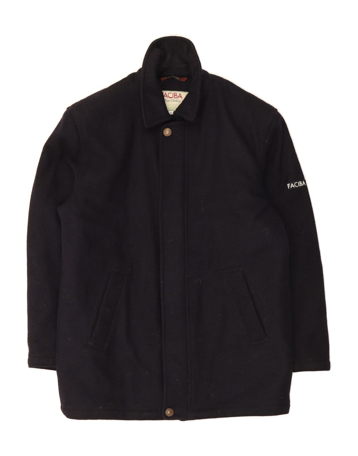 FACIBA Mens Overcoat IT 46 Small Navy Blue Wool Vintage Faciba and Second-Hand Faciba from Messina Hembry 