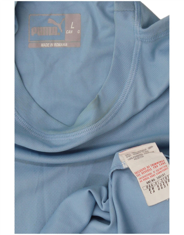 PUMA Mens T-Shirt Top Large Blue Polyester