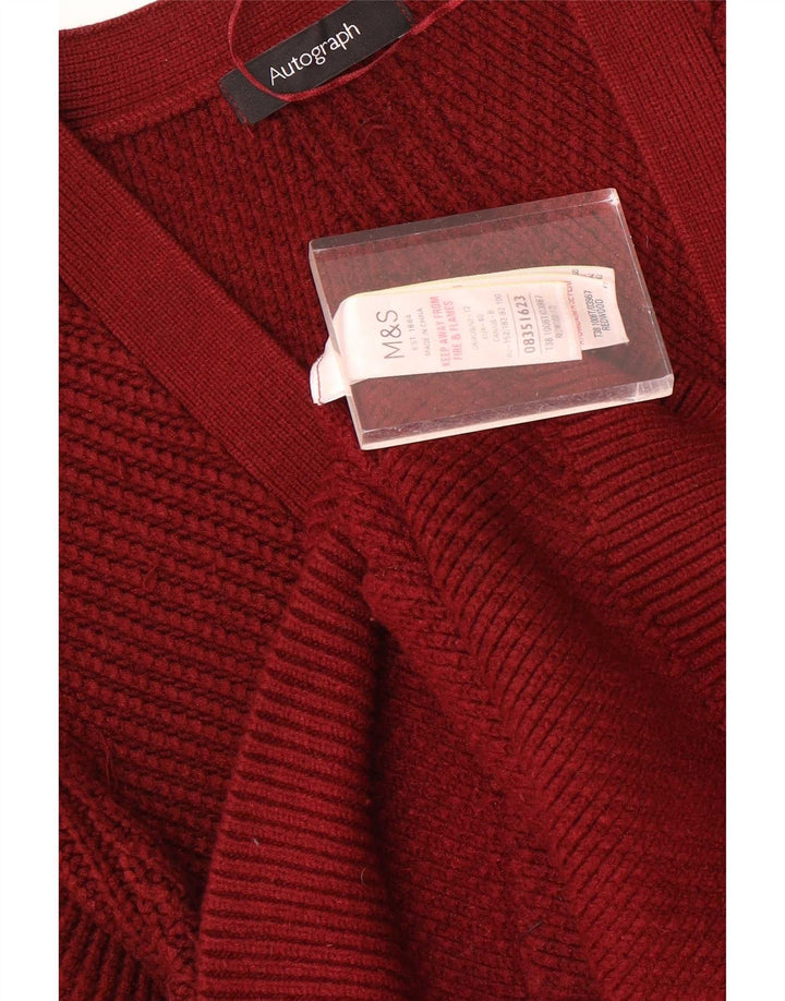 Marks & Spencer Womens Autograph Cardigan Sweater UK 12 Medium Red Viscose