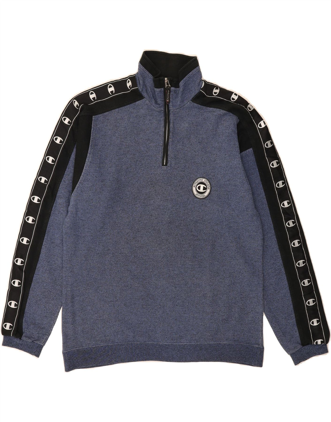 CHAMPION Mens Apparel Graphic Sweatshirt Jumper Large Blue Colourblock Vintage Champion and Second-Hand Champion from Messina Hembry 