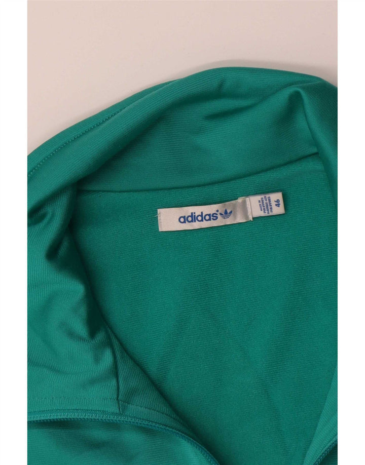 Adidas Womens Graphic Tracksuit Top Jacket IT 46 Medium Green Polyester