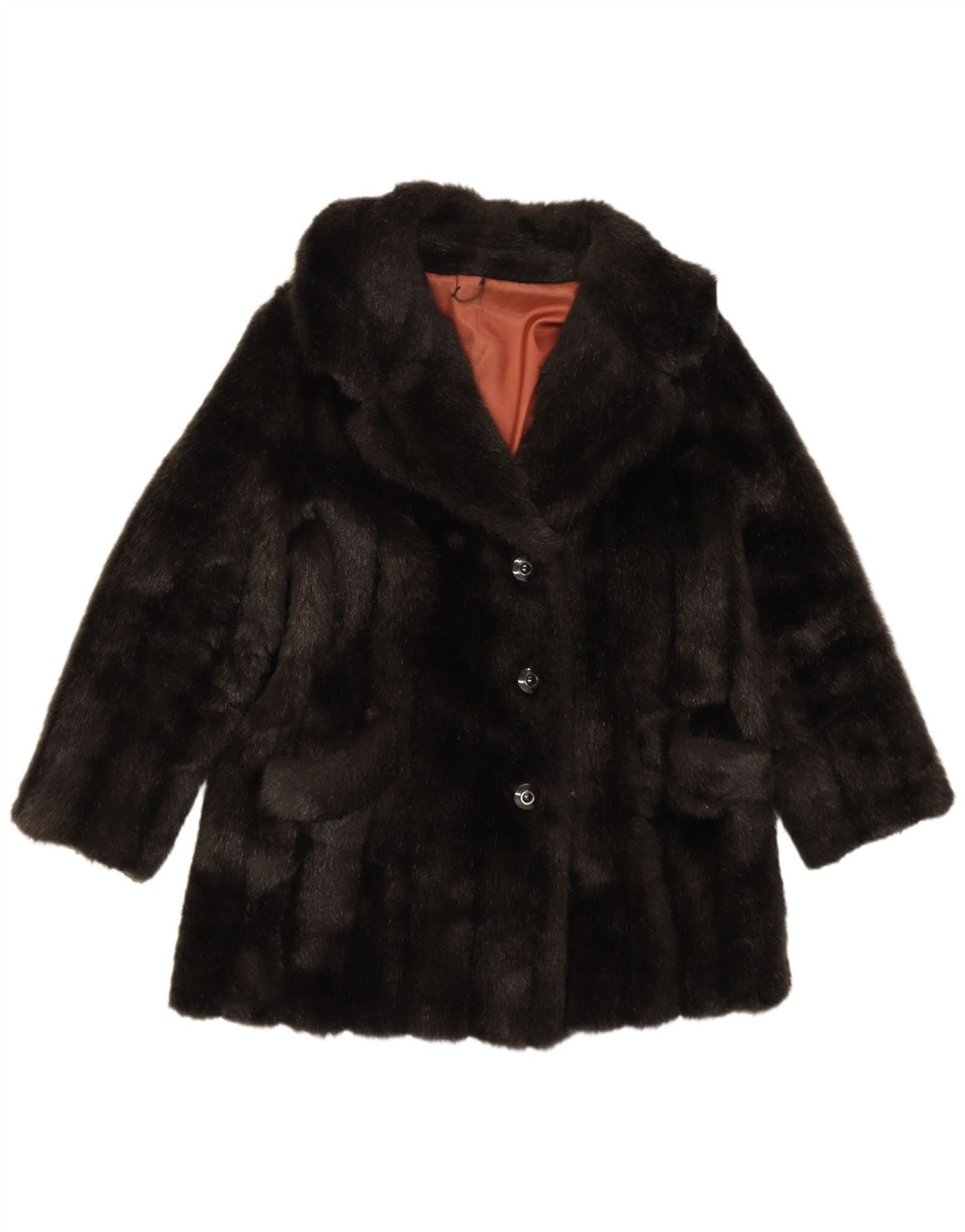 CZARINA Womens Faux Fur Overcoat UK 12 Medium Black Modacryl