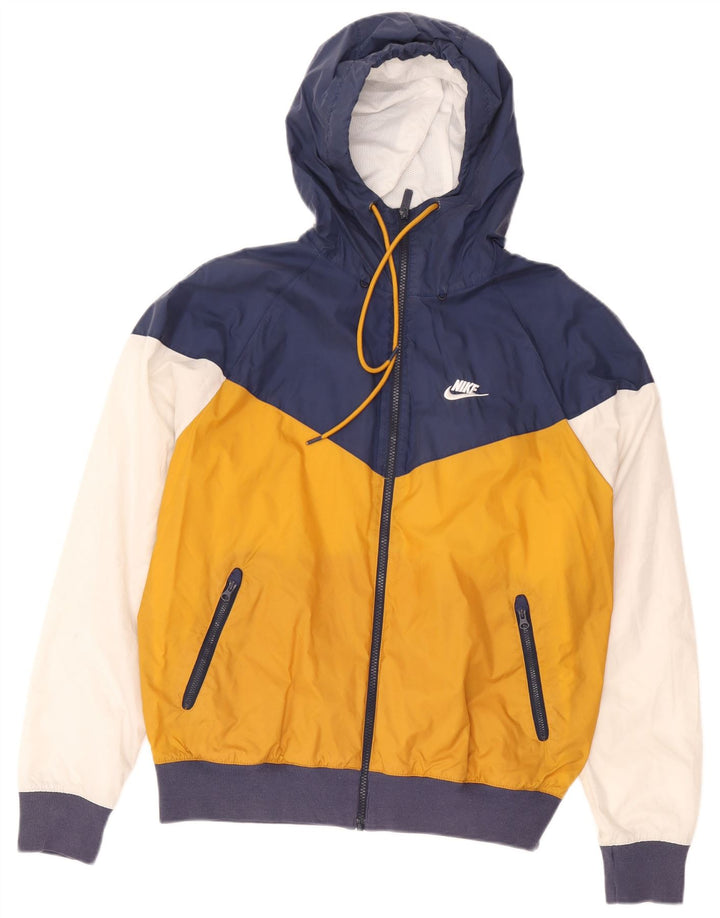 Nike Mens Hooded Rain Jacket UK 36 Small Multicoloured Colourblock Nylon