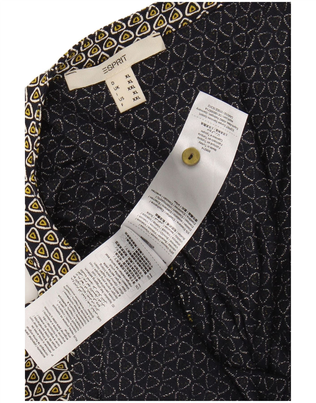 ESPRIT Womens 3/4 Sleeve Maxi Dress UK 18 XL Navy Blue Geometric Viscose