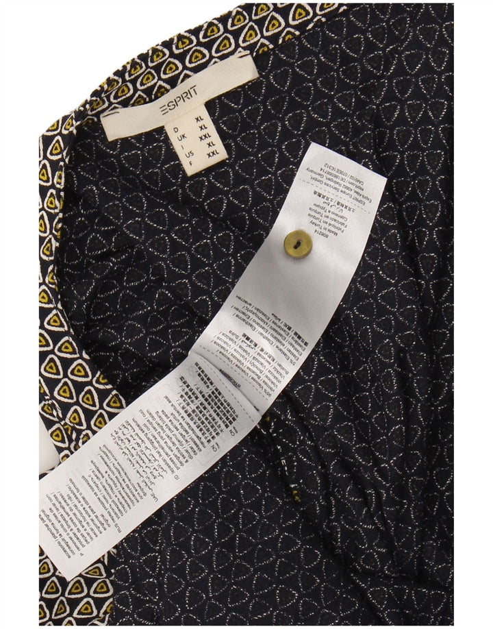 ESPRIT Womens 3/4 Sleeve Maxi Dress UK 18 XL Navy Blue Geometric Viscose