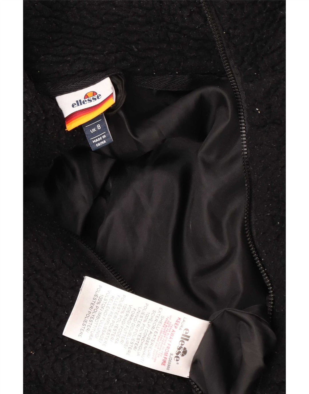 Ellesse Womens Oversized Fleece Jacket UK 8 Small  Black Polyester