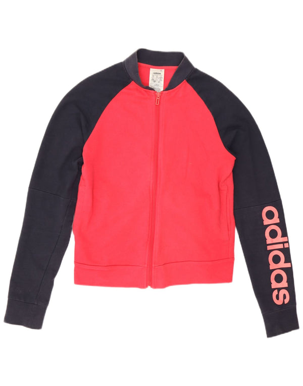 Adidas Womens Graphic Tracksuit Top Jacket UK 8/10 Small Pink Colourblock