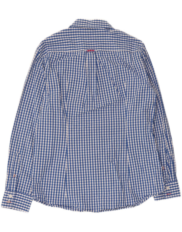 Crew Clothing Mens Classic Fit Shirt Large Blue Gingham Cotton