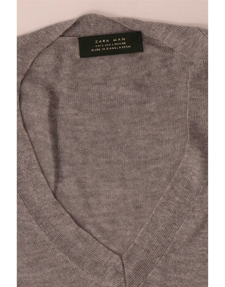 Zara Mens T-Shirt Top Large Grey Flecked