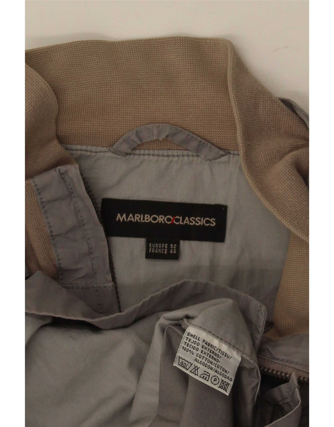 Marlboro Classics Mens Bomber Jacket EU 52 XL Grey Cotton