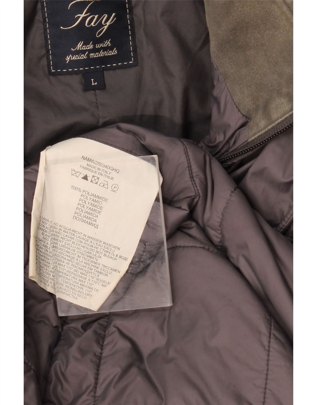 Fay Mens Padded Jacket UK 40 Large Grey Polyamide