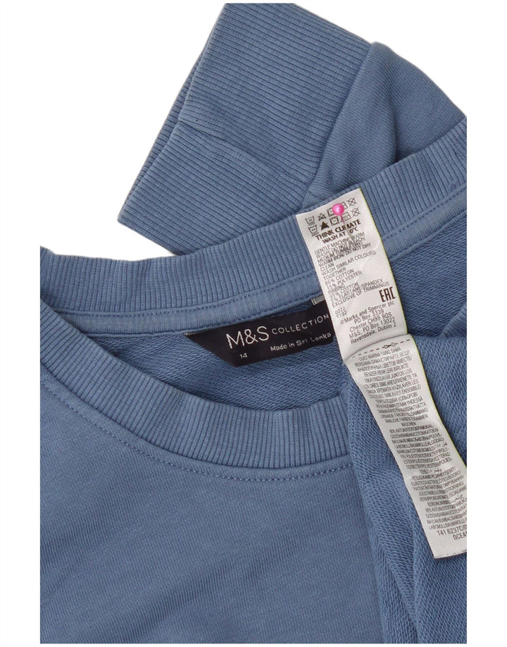 Marks & Spencer Womens Sweatshirt Jumper UK 14 Medium  Blue Cotton