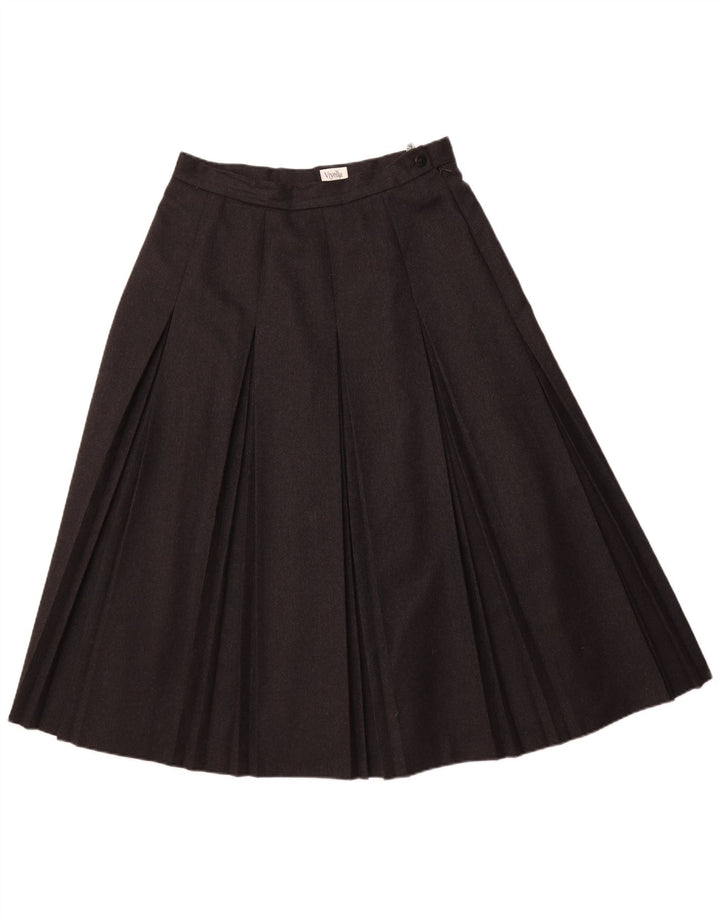 VIYELLA Womens Pleated Skirt UK 16 Large W32  Grey New Wool