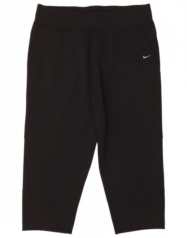 NIKE Womens Capri Tracksuit Trousers UK 8/10 Small  Black Polyester