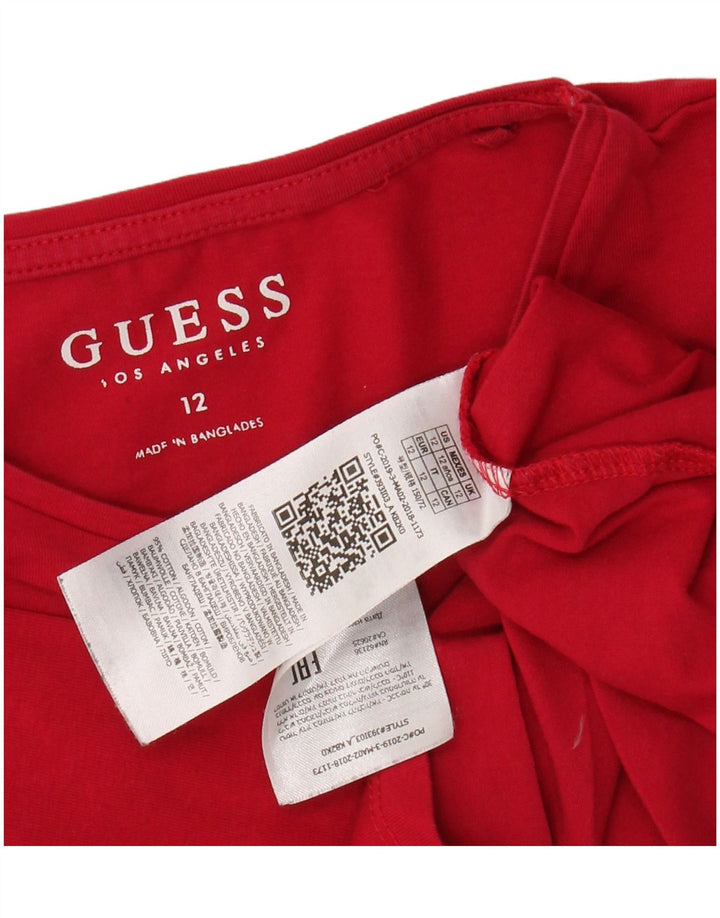 GUESS Girls Graphic Top Long Sleeve 11-12 Years Red Cotton
