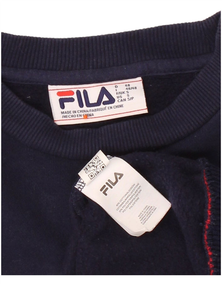 FILA Mens Graphic Sweatshirt Jumper Small Navy Blue Cotton