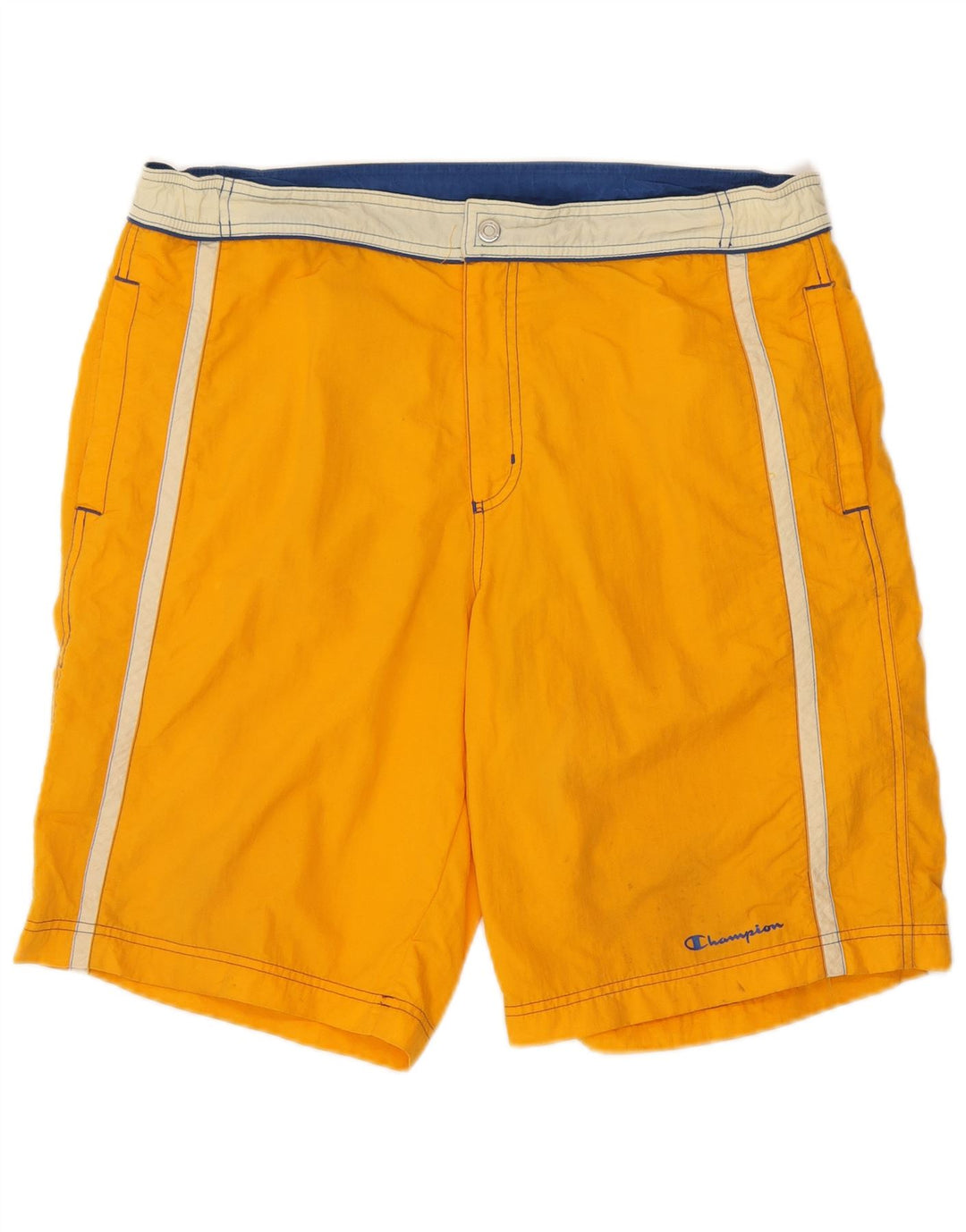 Champion Mens Graphic Swimming Shorts Large  Yellow Colourblock Polyamide