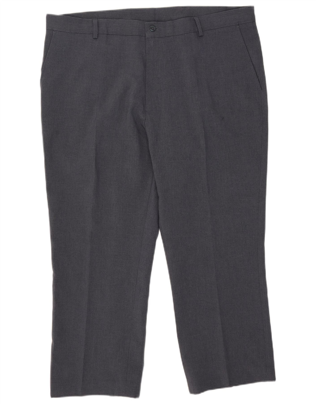 Farah Mens Straight Cropped Trousers W42 L27 Grey Polyester