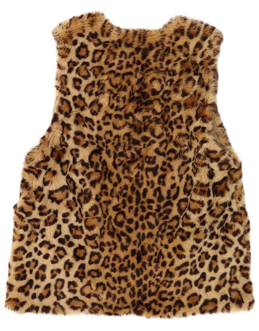 ZARA Girls Faux Fur Gilet 13-14 Years Brown Animal Print Polyester