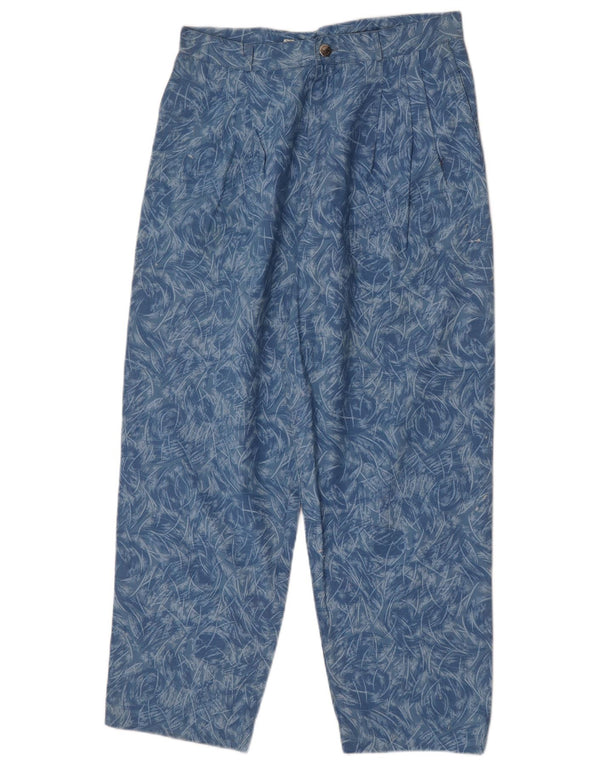 Vintage Girls Pegged Casual Trousers 15-16 Years W28 L28 Blue Geometric