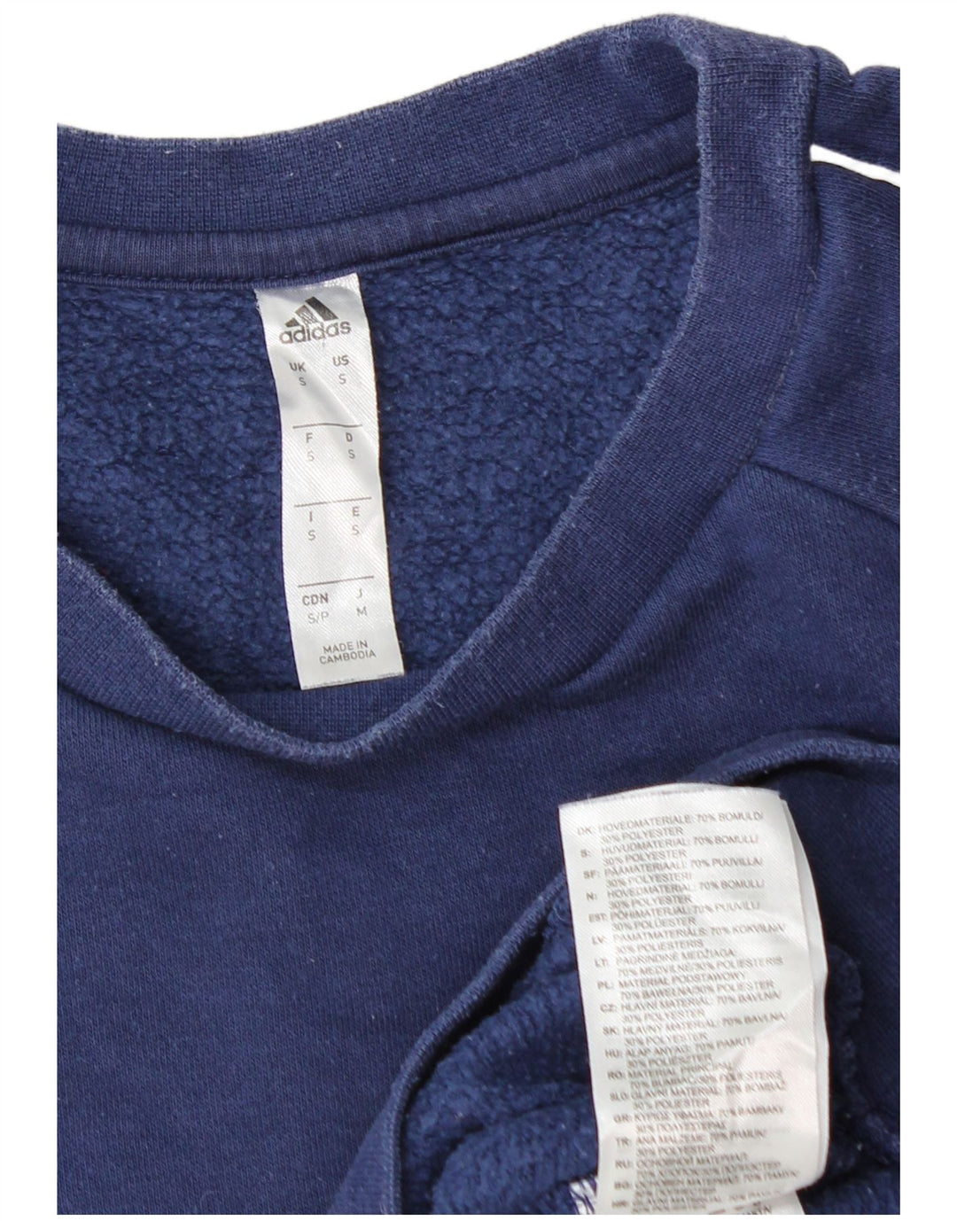 ADIDAS Mens Sweatshirt Jumper Small Navy Blue Cotton