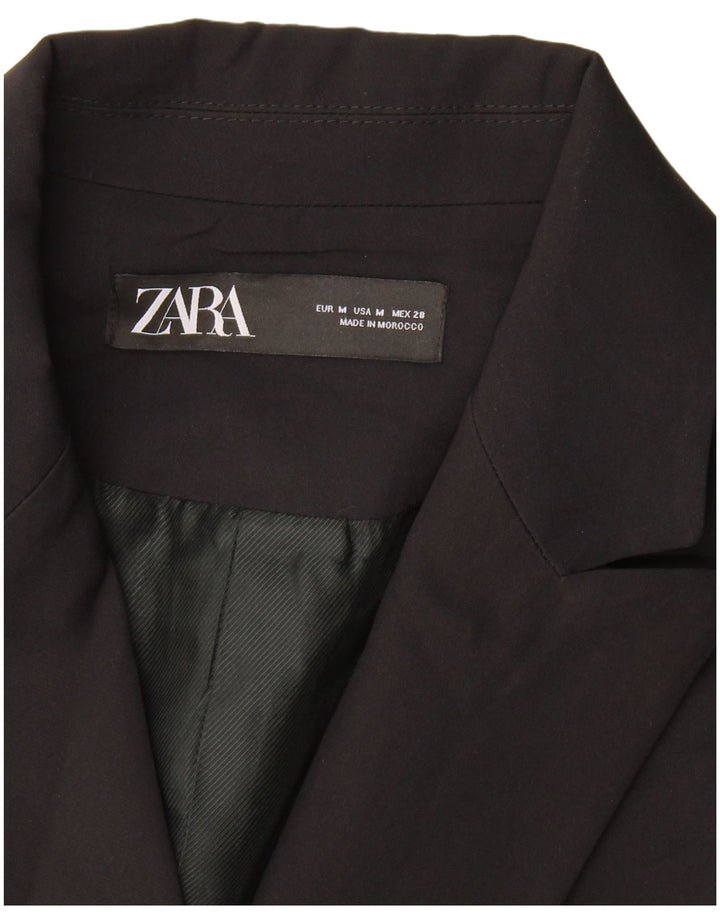 Zara Womens Sleeveless Double Breasted Coat UK 12 Medium Black