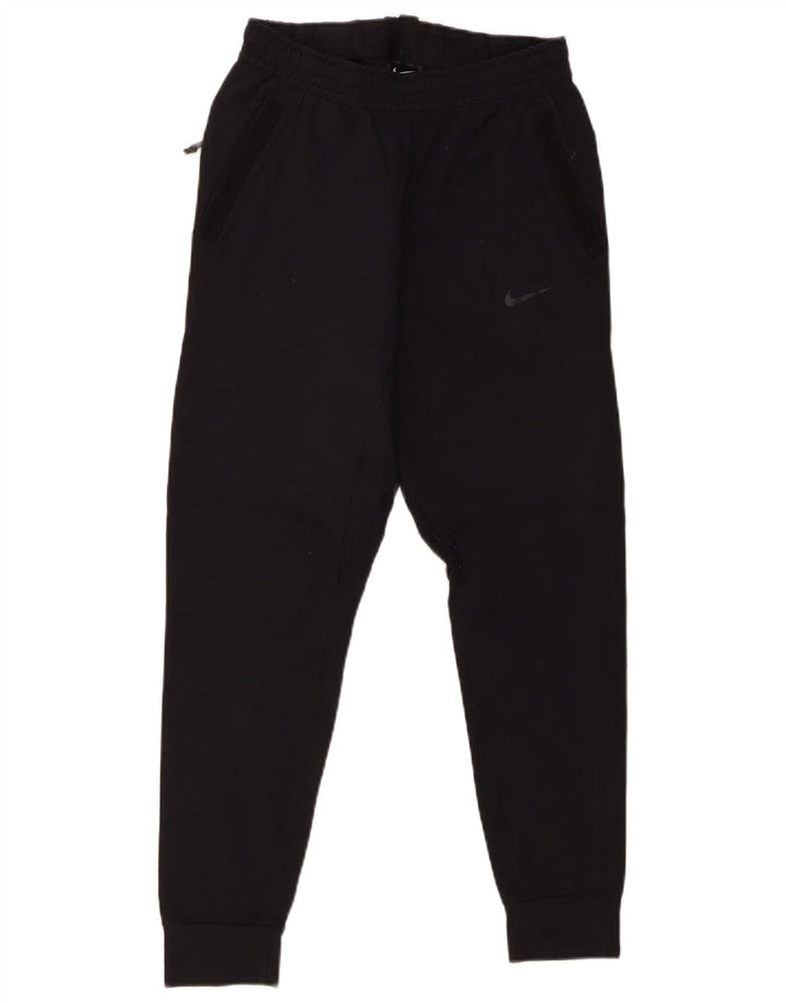 NIKE Mens Tracksuit Trousers Joggers Small Black Viscose