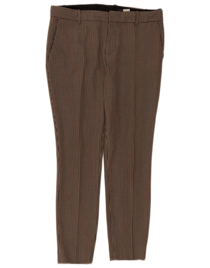 Zara Womens Slim Suit Trousers Medium W30 L29 Beige Houndstooth Polyester