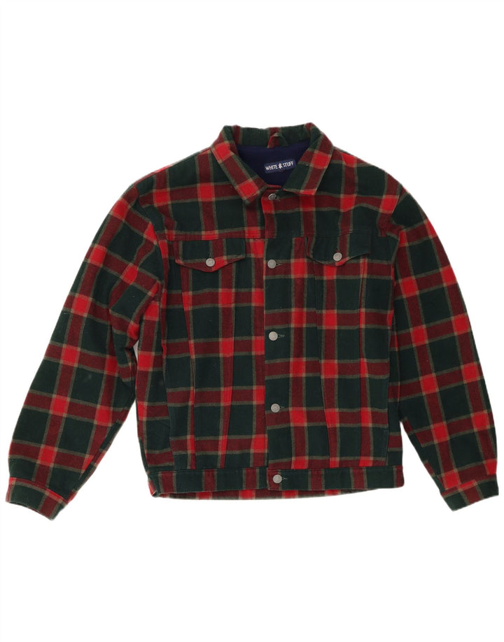 WHITE STUFF Mens Bomber Jacket UK 38 Medium Red Check Polyester