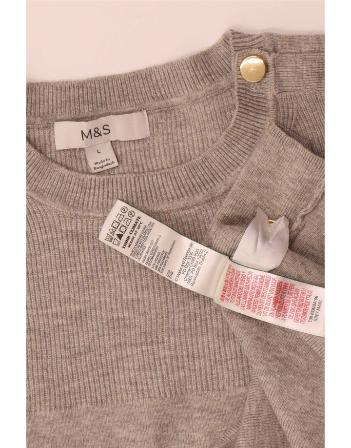 Marks & Spencer Womens Oversized Crew Neck Jumper Sweater UK 16 Large Grey