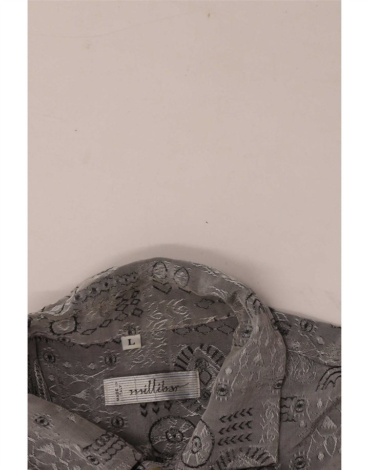 Millibar Mens Short Sleeve Shirt Large Grey Geometric