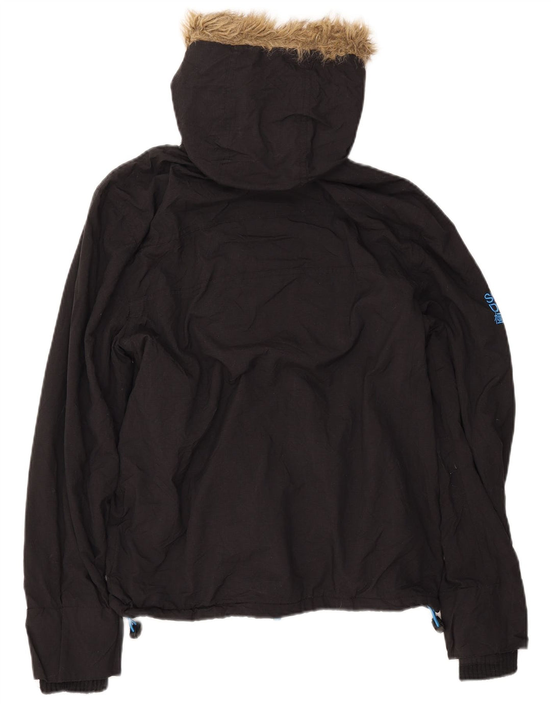 SUPERDRY Mens Windcheater Hooded Windbreaker Jacket UK 38 Medium Black