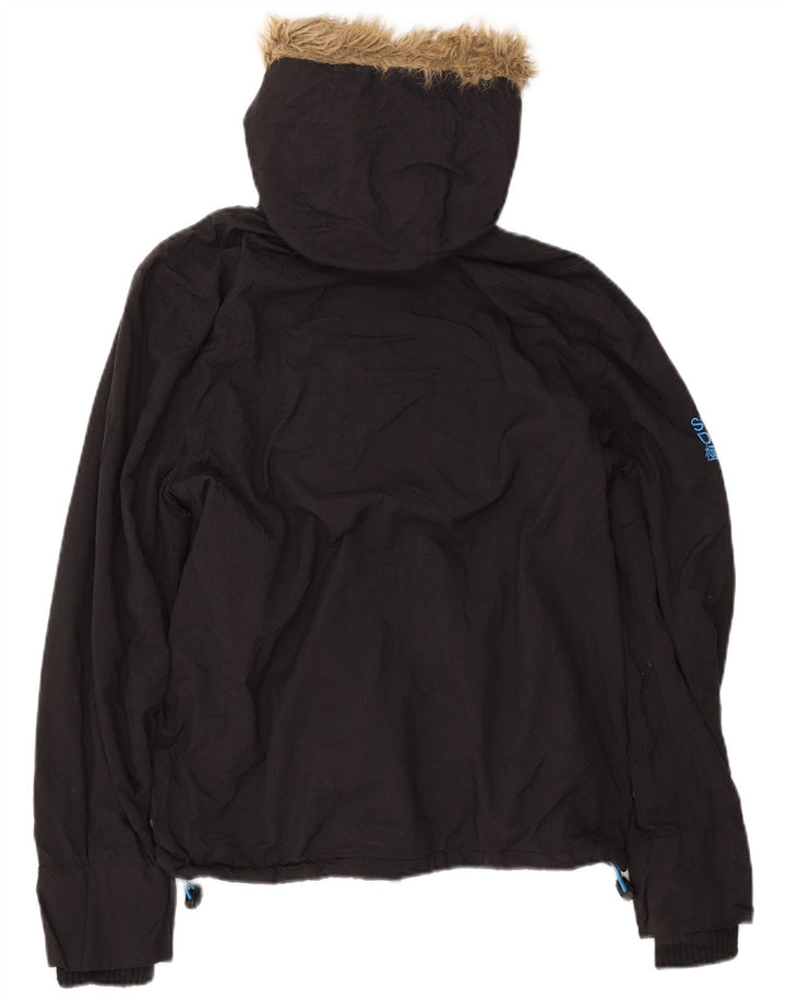 SUPERDRY Mens Windcheater Hooded Windbreaker Jacket UK 38 Medium Black