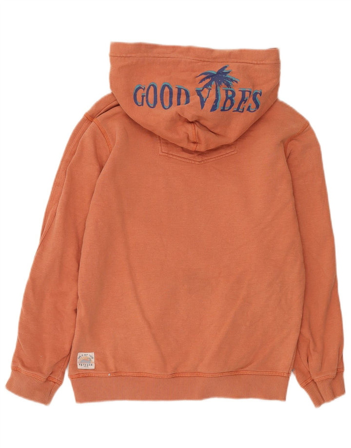 FAT FACE Boys Graphic Hoodie Jumper 10-11 Years Orange Cotton