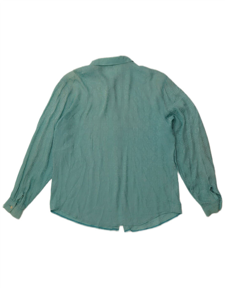 VINTAGE Womens Shirt Blouse IT 48 XL Blue Geometric Acetate