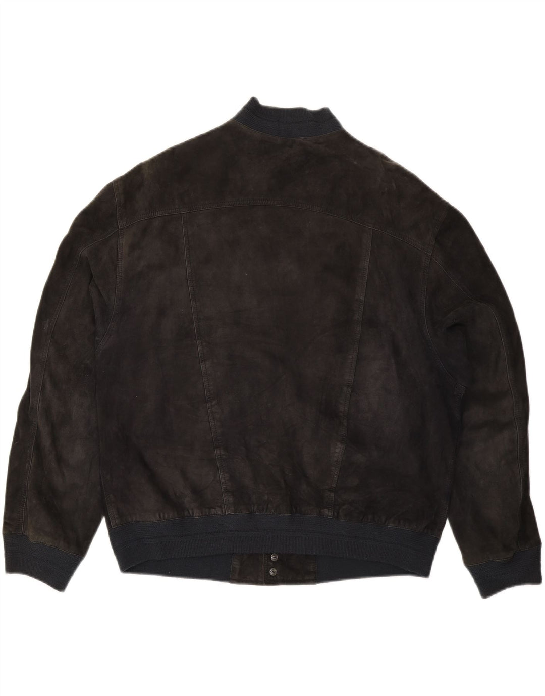 VINTAGE Mens Suede Bomber Jacket IT 54 2XL Black Leather