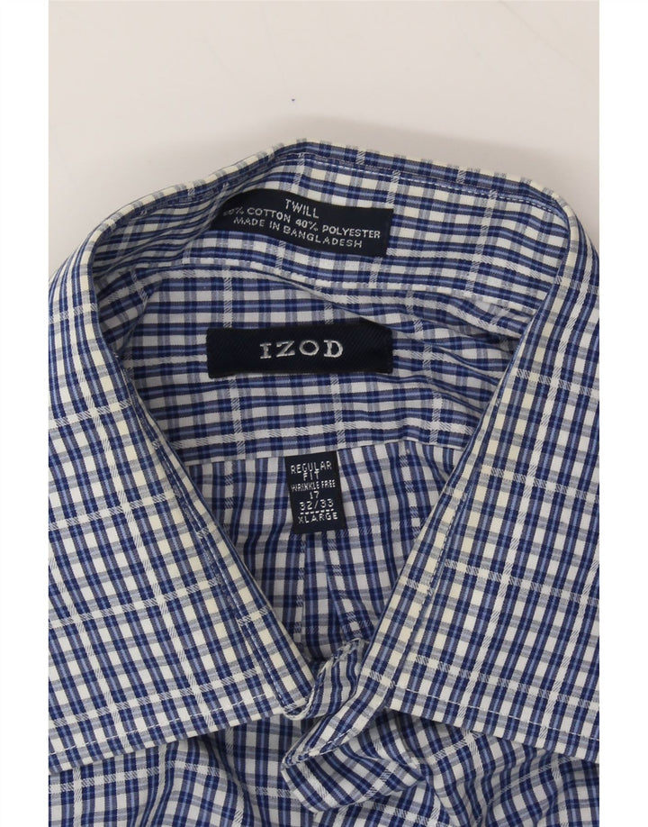IZOD Mens Regular Fit Shirt Size 17 XL Navy Blue Check Cotton Vintage Izod and Second-Hand Izod from Messina Hembry 