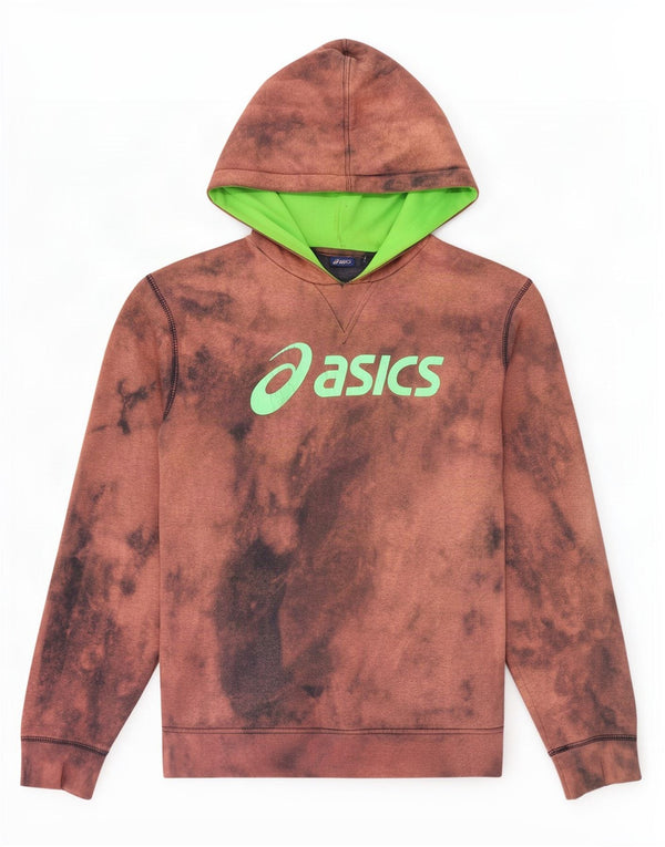 Asics Mens Graphic Hoodie Jumper Medium Brown Tie Dye