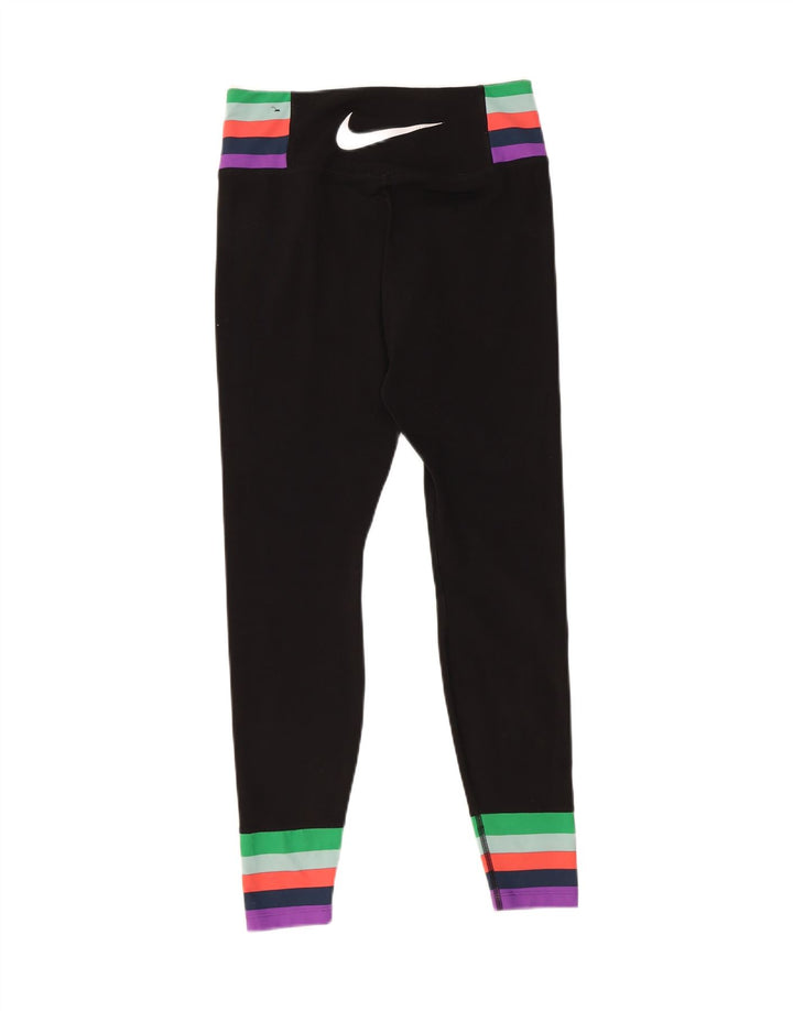 Nike Womens Dri Fit Graphic Leggings Small  Black Striped Polyester