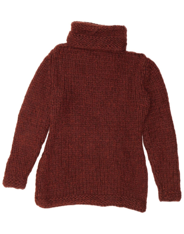 Vintage Womens Roll Neck Jumper Sweater UK 10 Small Burgundy
