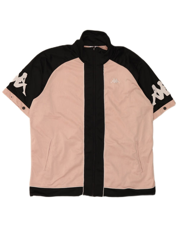 Kappa Mens Graphic Short Sleeve Tracksuit Top Jacket XL Pink Colourblock