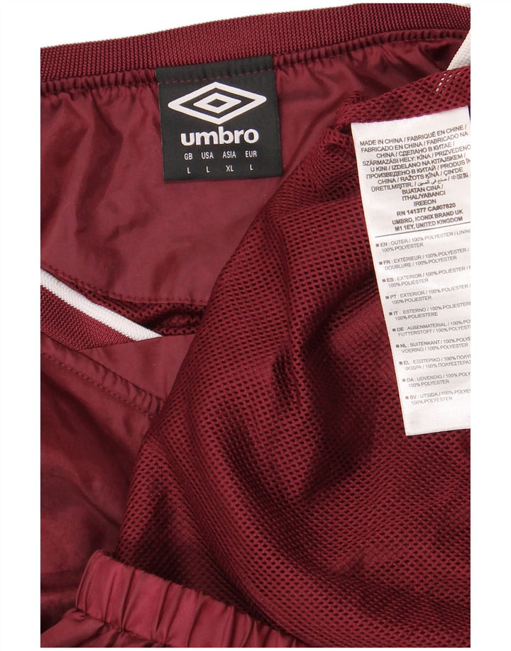 Umbro Mens Pullover Tracksuit Top Large Burgundy Polyester