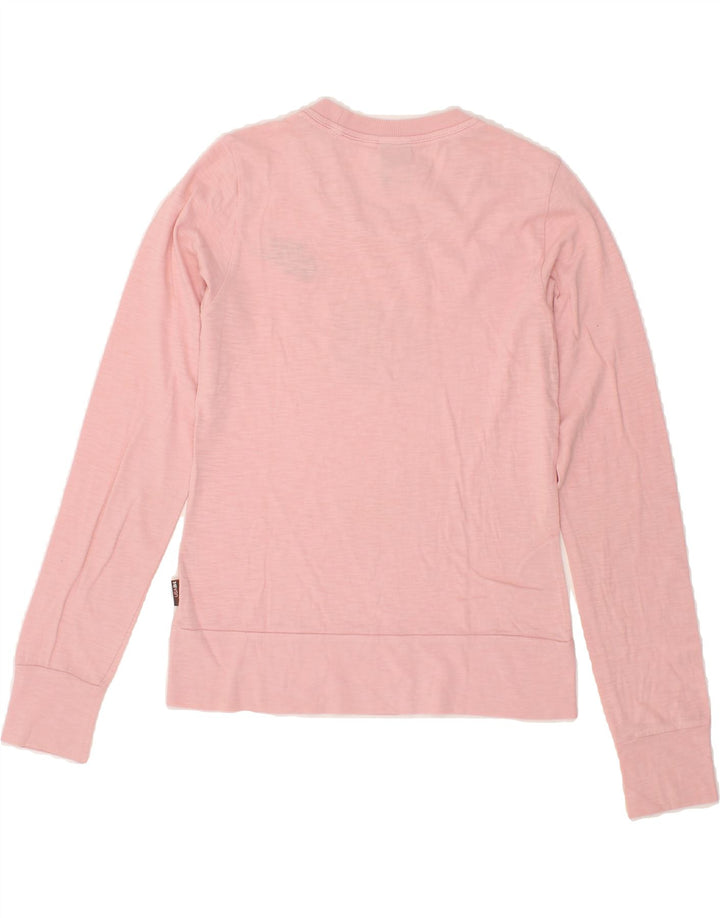 NIKE Womens Graphic Top Long Sleeve UK 8/10 Small Pink Vintage Nike and Second-Hand Nike from Messina Hembry 