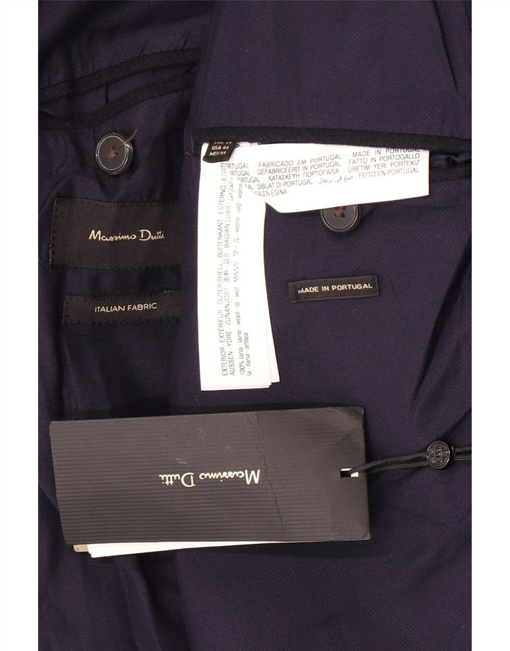 Massimo Dutti Mens 2 Button Blazer Jacket EU 54 XL Navy Blue Wool